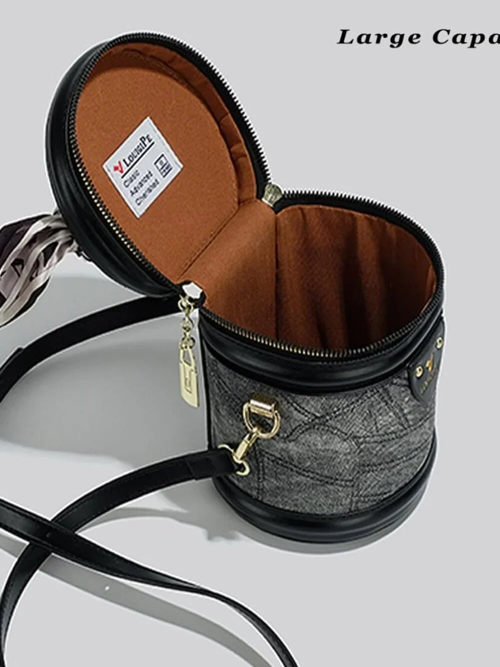 Unique Cylinderial Bags Retro Canvas Bucket Bag Colorblock Cylinder Purse for Wo - Picture 6 of 6
